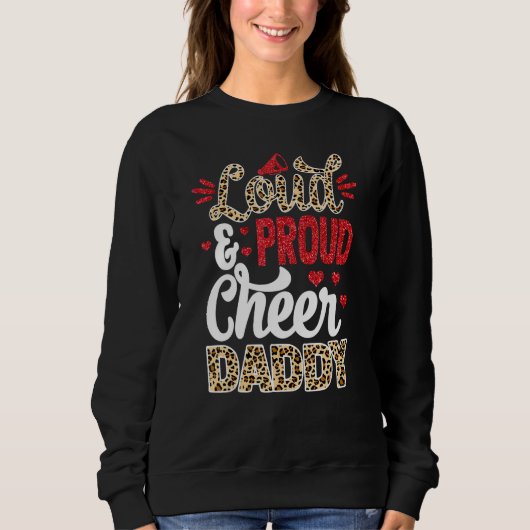Cheer Daddy Biggest Fan Leopard Print And Pom Pom スウェットシャツ (正面)