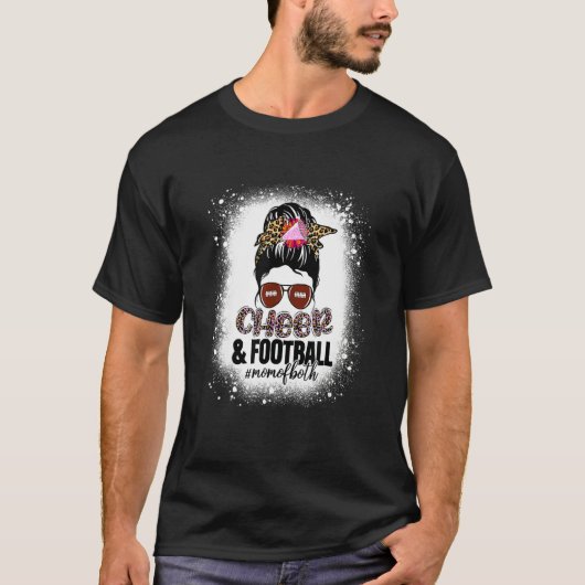 Cheer Football Cheerleading Mom Of Both Messy Hair Tシャツ (正面)
