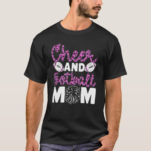 Cheer Football Mom Leopard Pattern Football Cheer  Tシャツ (正面)