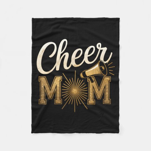 Cheer Gold Cheerleader Cheerleading Mom Game Day D フリースブランケット (正面)