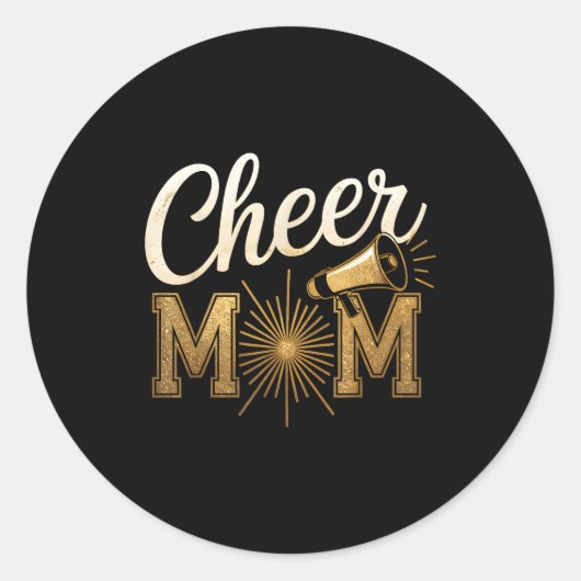 Cheer Gold Cheerleader Cheerleading Mom Game Day D ラウンドシール (正面)