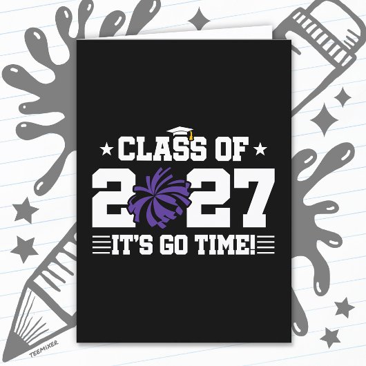 Cheer Graduation Pom Poms Senior Class of 2027 カード