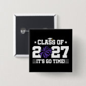 Cheer Graduation Pom Poms Senior Class of 2027 缶バッジ (正面&裏面)
