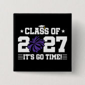 Cheer Graduation Pom Poms Senior Class of 2027 缶バッジ (正面)