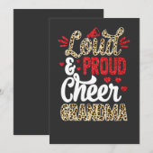 Cheer Grandma Biggest Fan Leopard Print And Pom Po 招待状 (正面/裏面)
