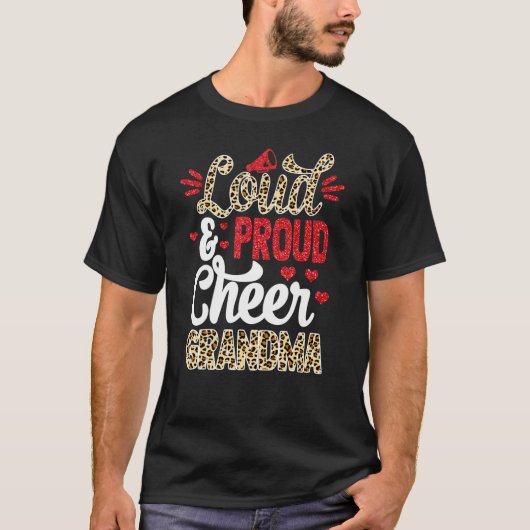 Cheer Grandma Biggest Fan Leopard Print And Pom Po Tシャツ (正面)
