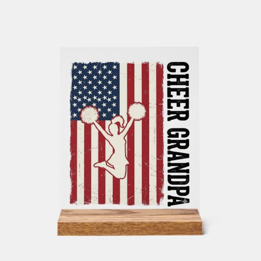 Cheer Grandpa Patriotic Vintage Flag Shirt Design_ アクリルサイン (正面)