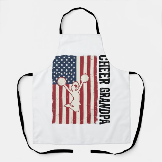 Cheer Grandpa Patriotic Vintage Flag Shirt Design_ エプロン (正面)