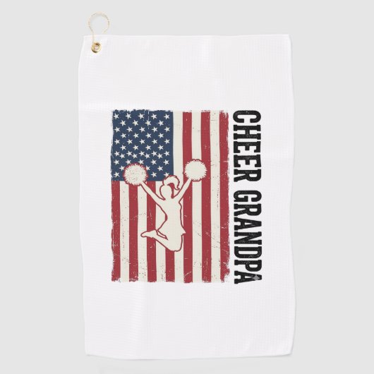 Cheer Grandpa Patriotic Vintage Flag Shirt Design_ ゴルフタオル (正面)