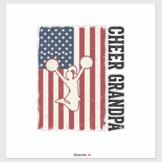 Cheer Grandpa Patriotic Vintage Flag Shirt Design_ シール (シート)