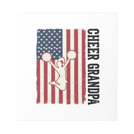 Cheer Grandpa Patriotic Vintage Flag Shirt Design_ ノートパッド (正面)