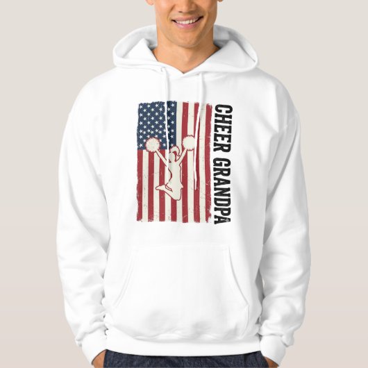 Cheer Grandpa Patriotic Vintage Flag Shirt Design_ パーカ (正面)