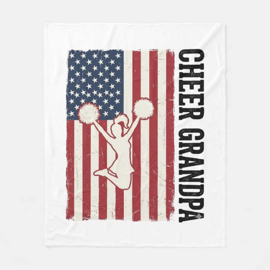 Cheer Grandpa Patriotic Vintage Flag Shirt Design_ フリースブランケット (正面)