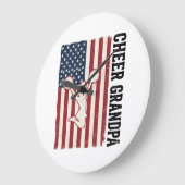 Cheer Grandpa Patriotic Vintage Flag Shirt Design_ ラージ壁時計 (傾斜)