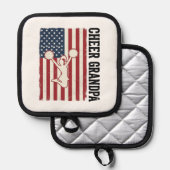 Cheer Grandpa Patriotic Vintage Flag Shirt Design_ 鍋敷き (正面/裏面)