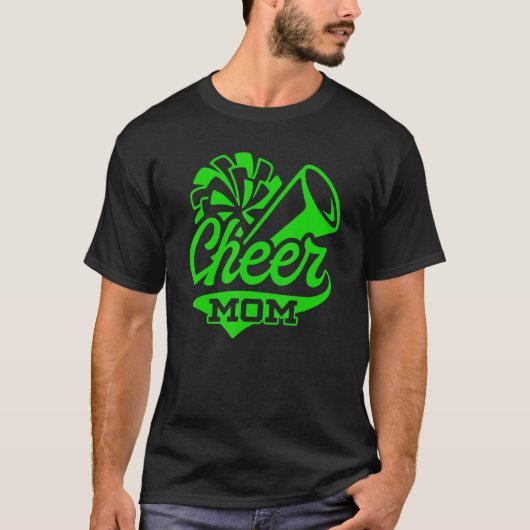 Cheer Mom Biggest Fan Leopard Print Black And Gree Tシャツ (正面)