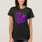 Cheer Mom Biggest Fan Leopard Print Black And Pupl Tシャツ (正面)