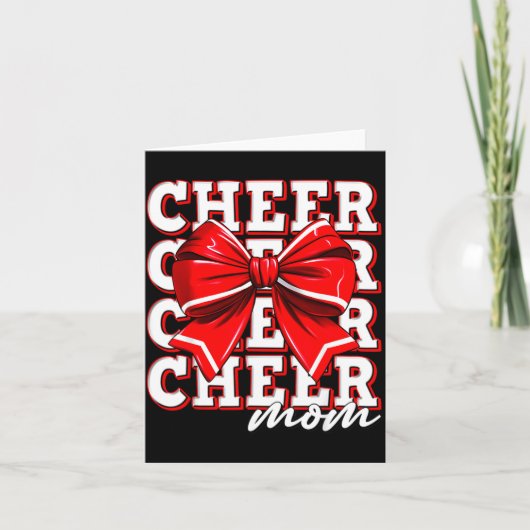 Cheer Mom Cheerleader Bow Biggest Fan Red Team  カード (正面)
