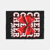 Cheer Mom Cheerleader Bow Biggest Fan Red Team  フリースブランケット (正面(横))