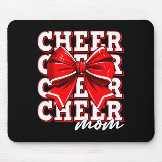 Cheer Mom Cheerleader Bow Biggest Fan Red Team  マウスパッド (正面)