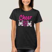 Cheer Mom Hot Pink Black Leopard Letters Cheer Pom Tシャツ (正面)