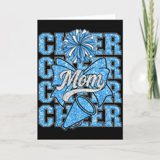 Cheer Mom Mama Bow Srt Cheerleading Squad Blue Che カード