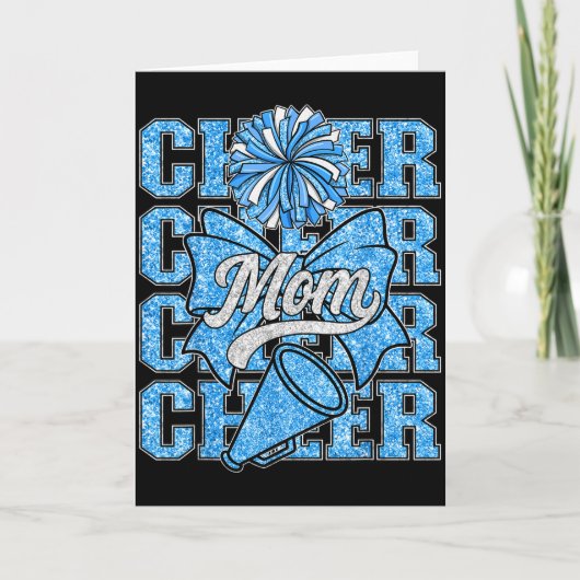 Cheer Mom Mama Bow Srt Cheerleading Squad Blue Che カード (正面)