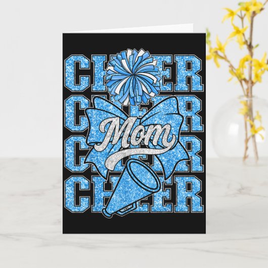 Cheer Mom Mama Bow Srt Cheerleading Squad Blue Che カード (黄色い花)