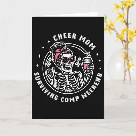 Cheer Mom Surviving Comp Weekend Cheerleading Moth カード (黄色い花)