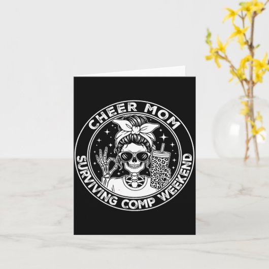 Cheer Mom Surviving Comp Weekend Funny Cheerleadin カード (黄色い花)