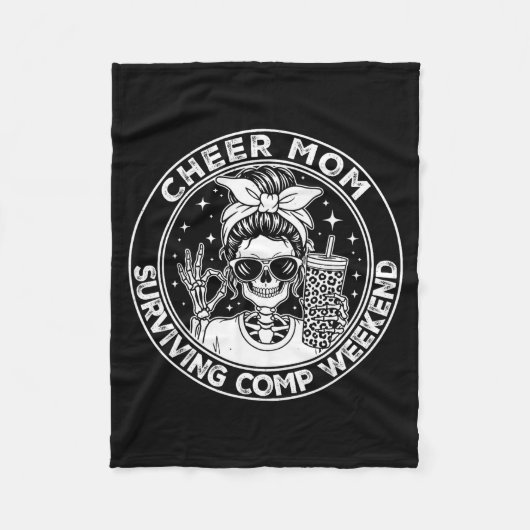 Cheer Mom Surviving Comp Weekend Funny Cheerleadin フリースブランケット (正面)