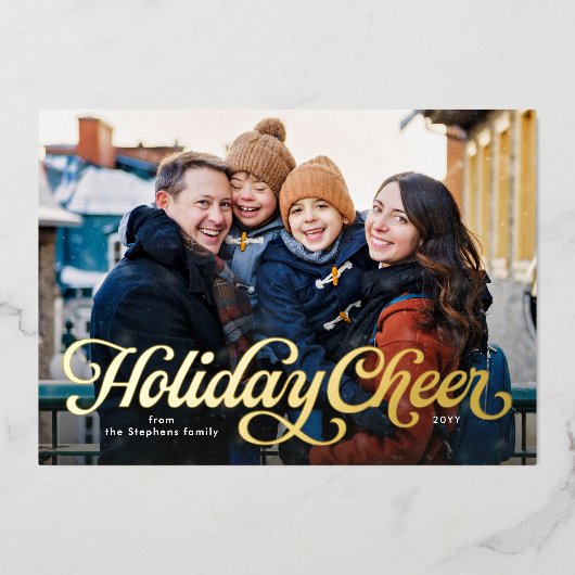Cheer retro script four photo 箔シーズンカード (正面)