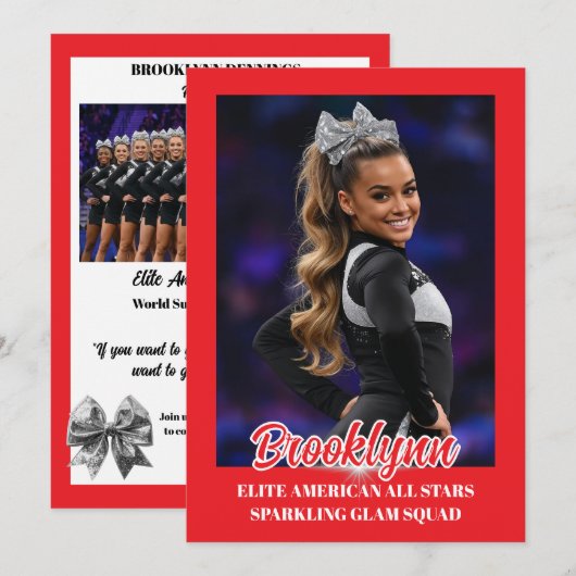 Cheer Team Cheerleader Signature Cards 招待状 (正面/裏面)