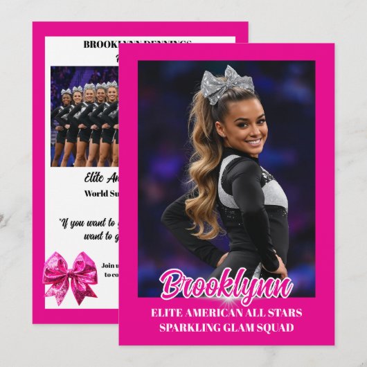 Cheer Team Cheerleader Signature Cards 招待状 (正面/裏面)
