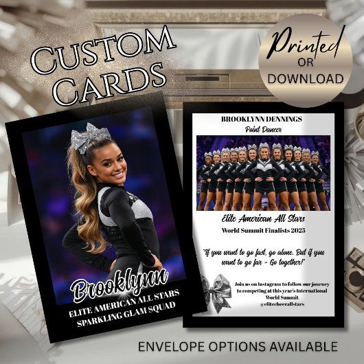 Cheer Team Cheerleader Signature Cards 招待状