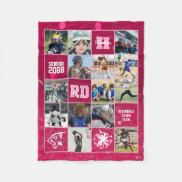 Cheer Team Senior Night Custom Photo Pink Confetti フリースブランケット