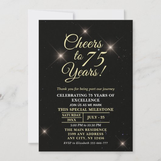 Cheer to Seventy-Five - 75th Anniversary 招待状 (正面)