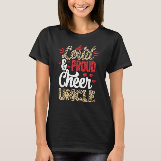 Cheer Uncle Biggest Fan Leopard Print And Pom Pom Tシャツ (正面)