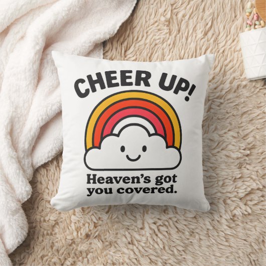 Cheer Up – Heaven’s Got You Cute Throw Pillow クッション (ブランケット)