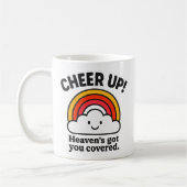 Cheer Up Rainbow Cloud Motivational Coffee Mug コーヒーマグカップ (左)