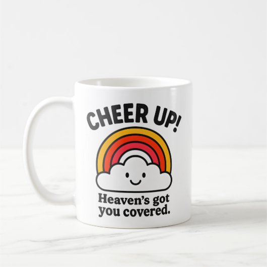 Cheer Up Rainbow Cloud Motivational  Coffee Mug    コーヒーマグカップ (左)