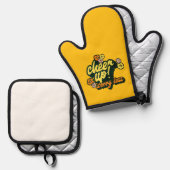 CHEER UP WORRY LESS OVEN MITT AND POT HOLDER  鍋つかみ&鍋敷きセット (正面/裏面)