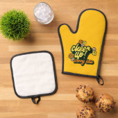 CHEER UP WORRY LESS OVEN MITT AND POT HOLDER  鍋つかみ&鍋敷きセット (トップダウン)
