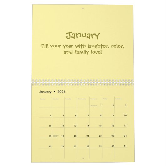 Cheerful 2026 Quote Calendar カレンダー (1月 2026)