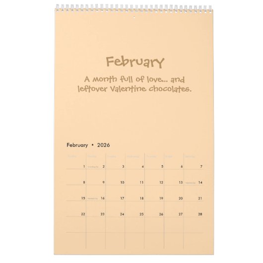 Cheerful 2026 Quote Calendar カレンダー (2月 2026)