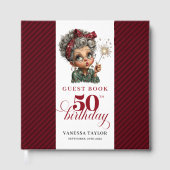 Cheerful 50th whimsical woman party guest book ゲストブック (正面)