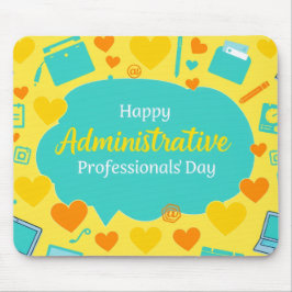 Cheerful Admin Day Office Icons Graphic Art マウスパッド