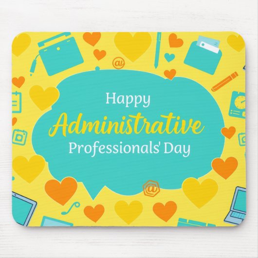 Cheerful Admin Day Office Icons Graphic Art マウスパッド (正面)