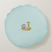 Cheerful and Cute Cartoon Animal Design ラウンドクッション (裏面)