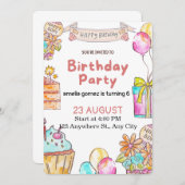 Cheerful and Playful Birthday Design 招待状 (正面/裏面)